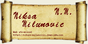 Nikša Milunović vizit kartica